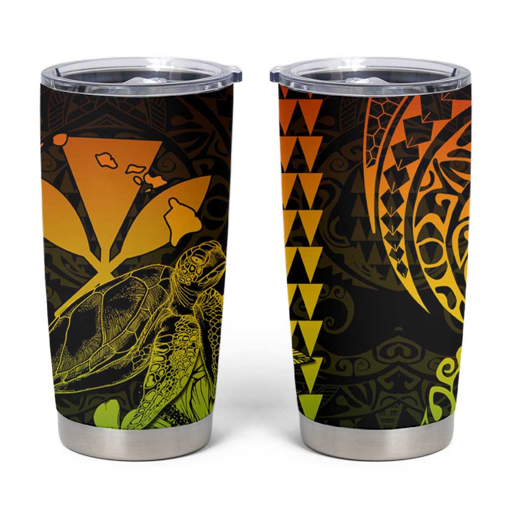 Kakau Polynesian Tribal Hawaiian Turtle Tumbler Cup with Kanaka Maoli Reggae