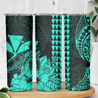 Kakau Polynesian Tribal Hawaiian Turtle Skinny Tumbler with Kanaka Maoli Turquoise