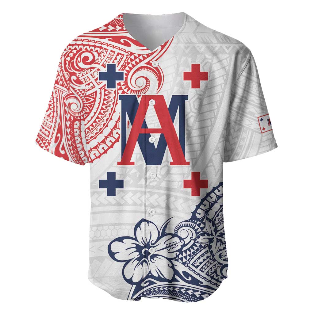 Kingdom of Uvea 1842-1860 Personalized Baseball Jersey Wallis and Futuna Polynesian Tribal Pattern LT9 White - Polynesian Pride