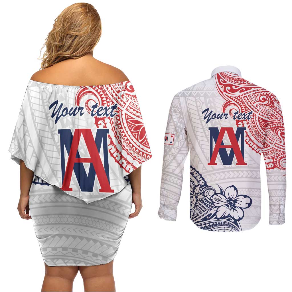 Kingdom of Uvea 1842-1860 Personalized Couples Matching Off Shoulder Short Dress and Long Sleeve Button Shirt Wallis and Futuna Polynesian Tribal Pattern LT9 - Polynesian Pride