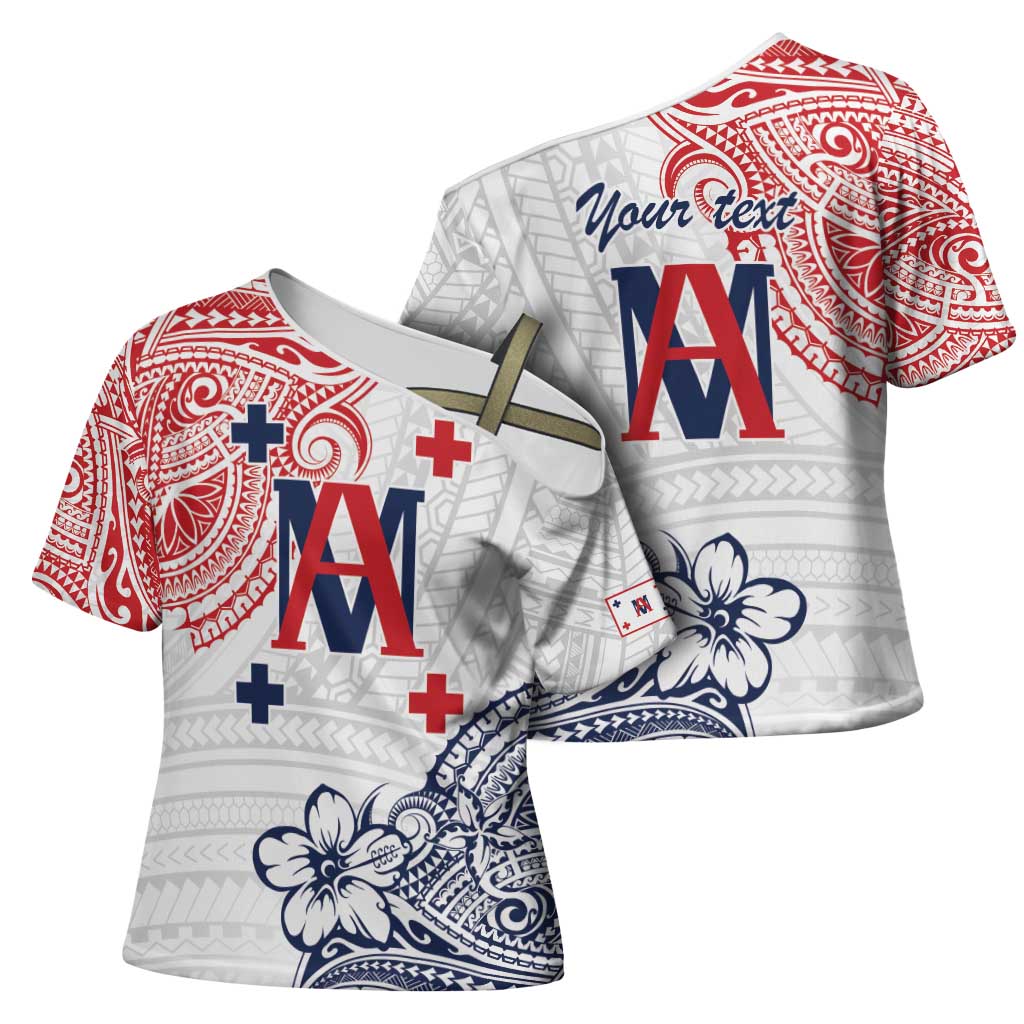 Kingdom of Uvea 1842-1860 Personalized Cross Shoulder Shirt Wallis and Futuna Polynesian Tribal Pattern - Polynesian Pride