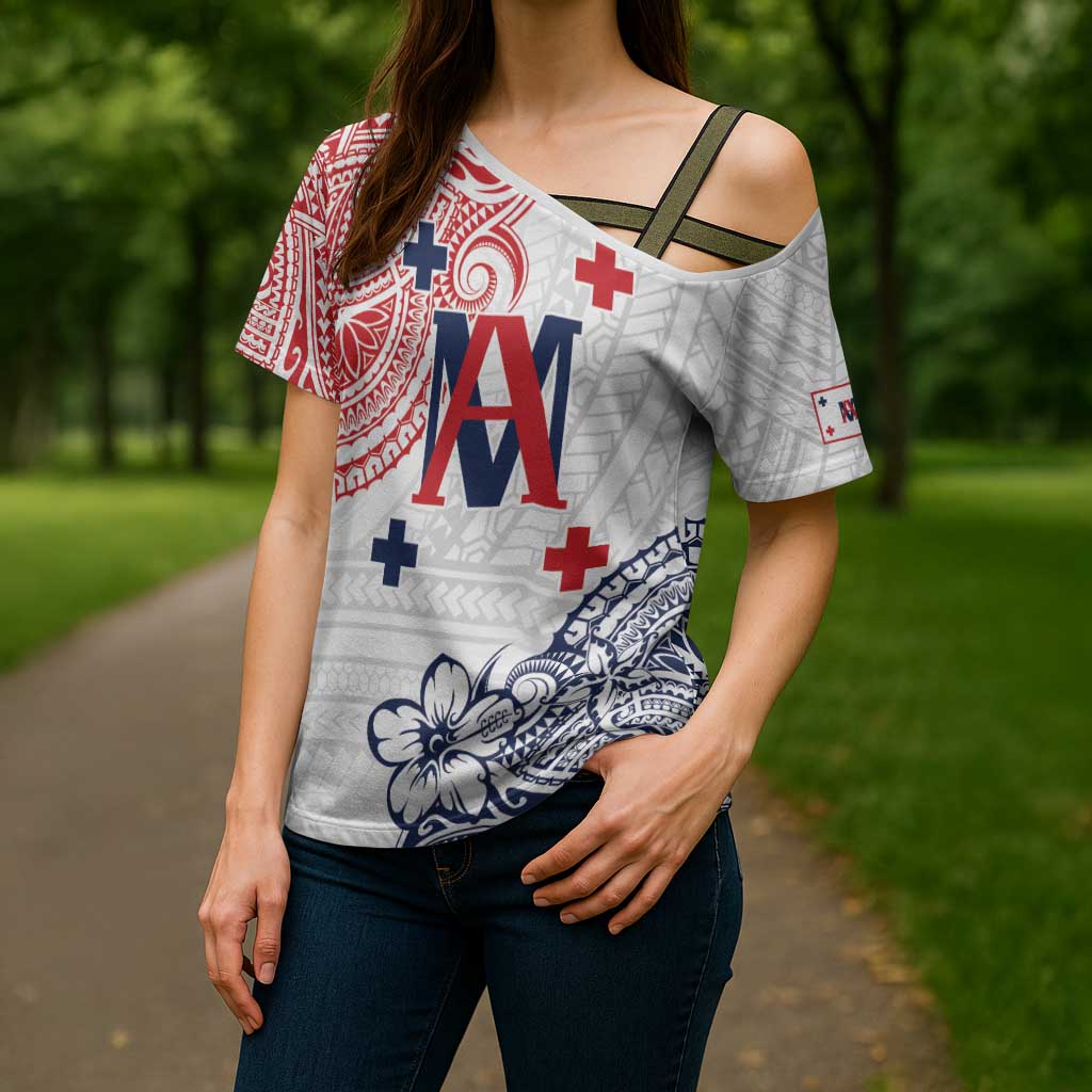 Kingdom of Uvea 1842-1860 Personalized Cross Shoulder Shirt Wallis and Futuna Polynesian Tribal Pattern - Polynesian Pride