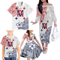 Kingdom of Uvea 1842-1860 Personalized Family Matching Off The Shoulder Long Sleeve Dress and Hawaiian Shirt Wallis and Futuna Polynesian Tribal Pattern