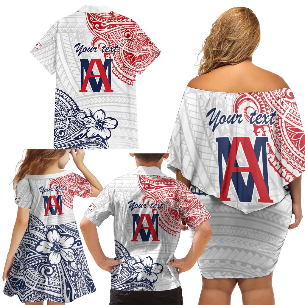 Kingdom of Uvea 1842-1860 Personalized Family Matching Off Shoulder Short Dress and Hawaiian Shirt Wallis and Futuna Polynesian Tribal Pattern