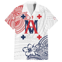 Kingdom of Uvea 1842-1860 Personalized Family Matching Puletasi and Hawaiian Shirt Wallis and Futuna Polynesian Tribal Pattern LT9 Dad's Shirt - Short Sleeve White - Polynesian Pride