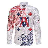 Kingdom of Uvea 1842-1860 Personalized Family Matching Short Sleeve Bodycon Dress and Hawaiian Shirt Wallis and Futuna Polynesian Tribal Pattern LT9 Dad's Shirt - Long Sleeve White - Polynesian Pride
