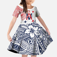 Kingdom of Uvea 1842-1860 Personalized Family Matching Summer Maxi Dress and Hawaiian Shirt Wallis and Futuna Polynesian Tribal Pattern LT9 Daughter's Dress White - Polynesian Pride