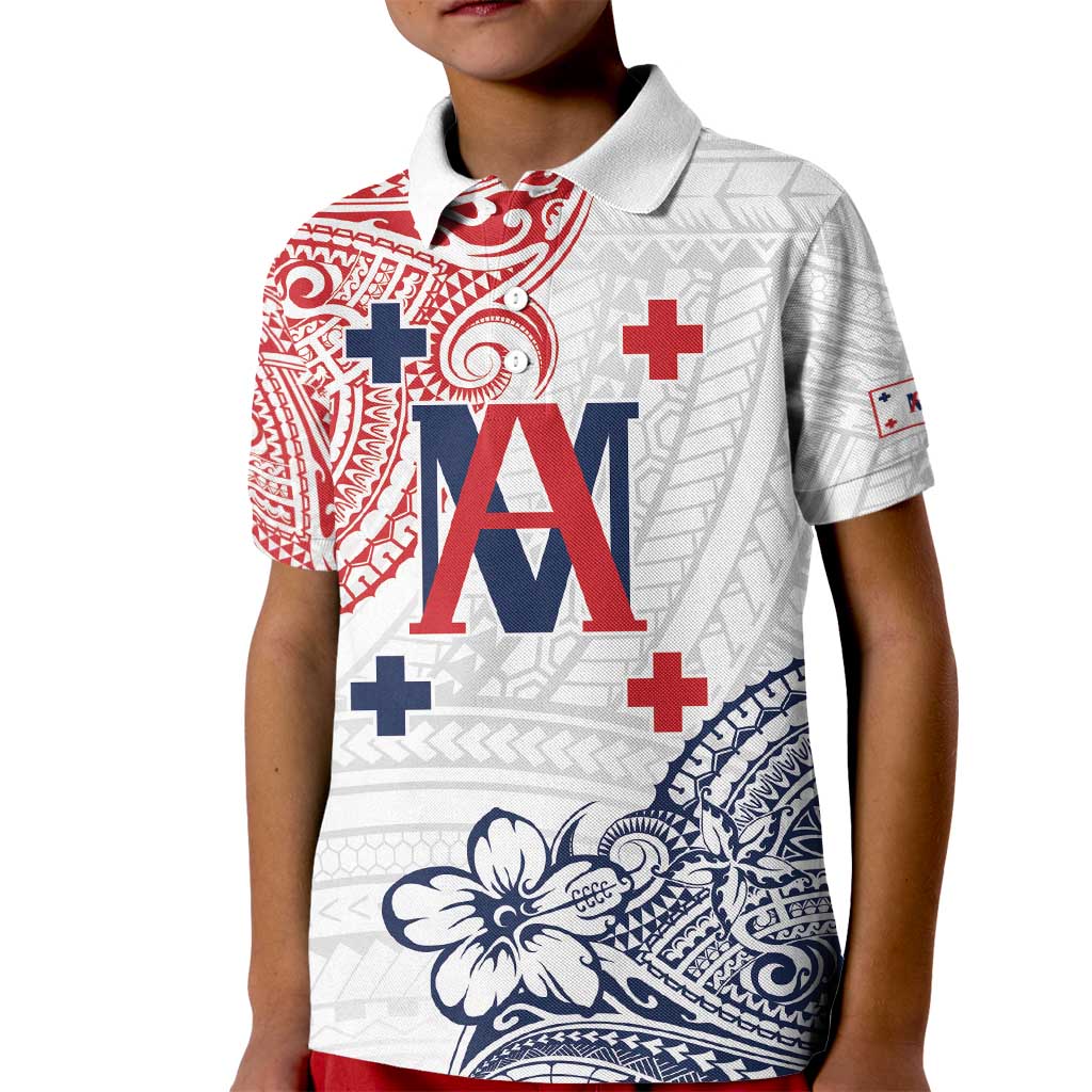 Kingdom of Uvea 1842-1860 Personalized Kid Polo Shirt Wallis and Futuna Polynesian Tribal Pattern LT9 Kid White - Polynesian Pride