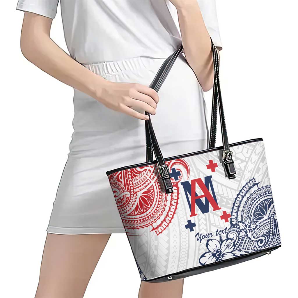 Kingdom of Uvea 1842-1860 Personalized Leather Tote Bag Wallis and Futuna Polynesian Tribal Pattern