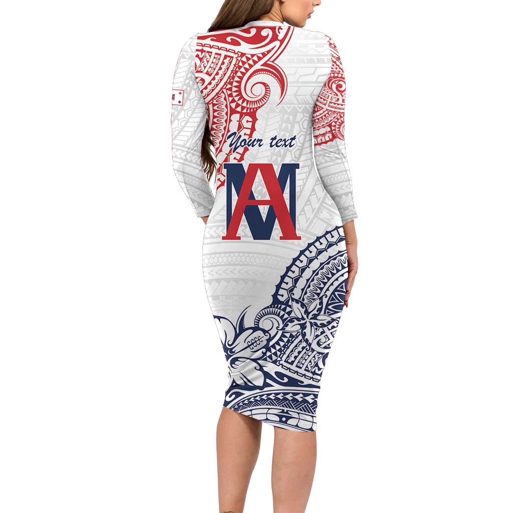 Kingdom of Uvea 1842-1860 Personalized Long Sleeve Bodycon Dress Wallis and Futuna Polynesian Tribal Pattern LT9 - Polynesian Pride