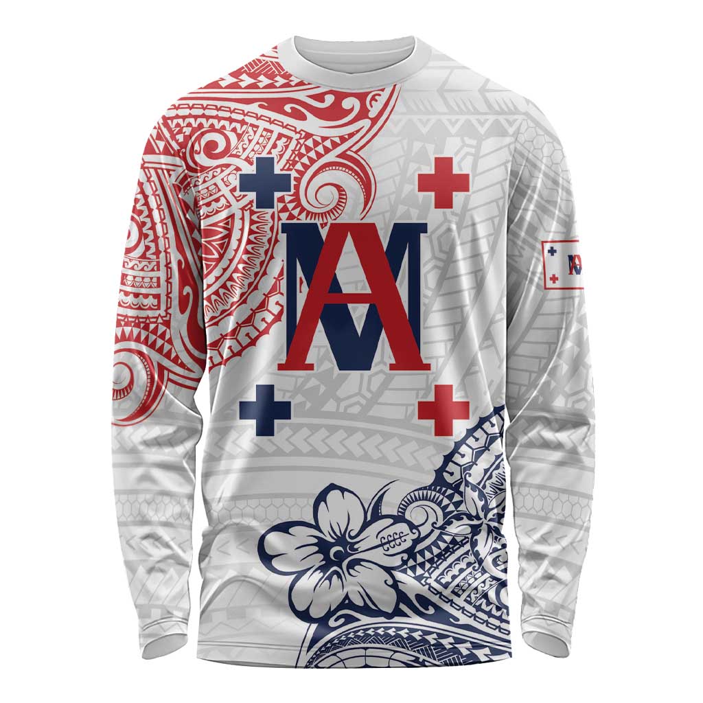Kingdom of Uvea 1842-1860 Personalized Long Sleeve Shirt Wallis and Futuna Polynesian Tribal Pattern LT9 Unisex White - Polynesian Pride