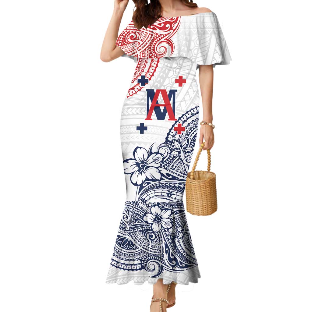 Kingdom of Uvea 1842-1860 Personalized Mermaid Dress Wallis and Futuna Polynesian Tribal Pattern LT9 Women White - Polynesian Pride