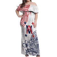 Kingdom of Uvea 1842-1860 Personalized Off Shoulder Maxi Dress Wallis and Futuna Polynesian Tribal Pattern LT9 Women White - Polynesian Pride