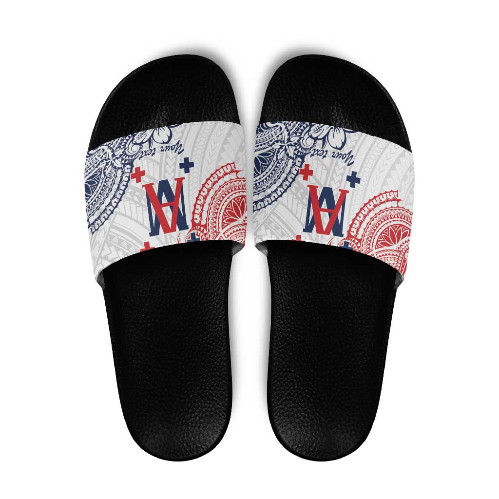 Kingdom of Uvea 1842-1860 Personalized Slide Sandals Wallis and Futuna Polynesian Tribal Pattern - Polynesian Pride