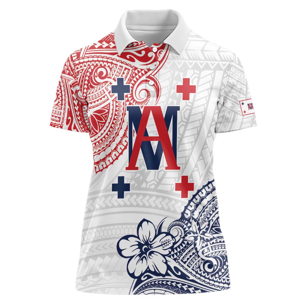 Kingdom of Uvea 1842-1860 Personalized Women Polo Shirt Wallis and Futuna Polynesian Tribal Pattern LT9 Female White - Polynesian Pride