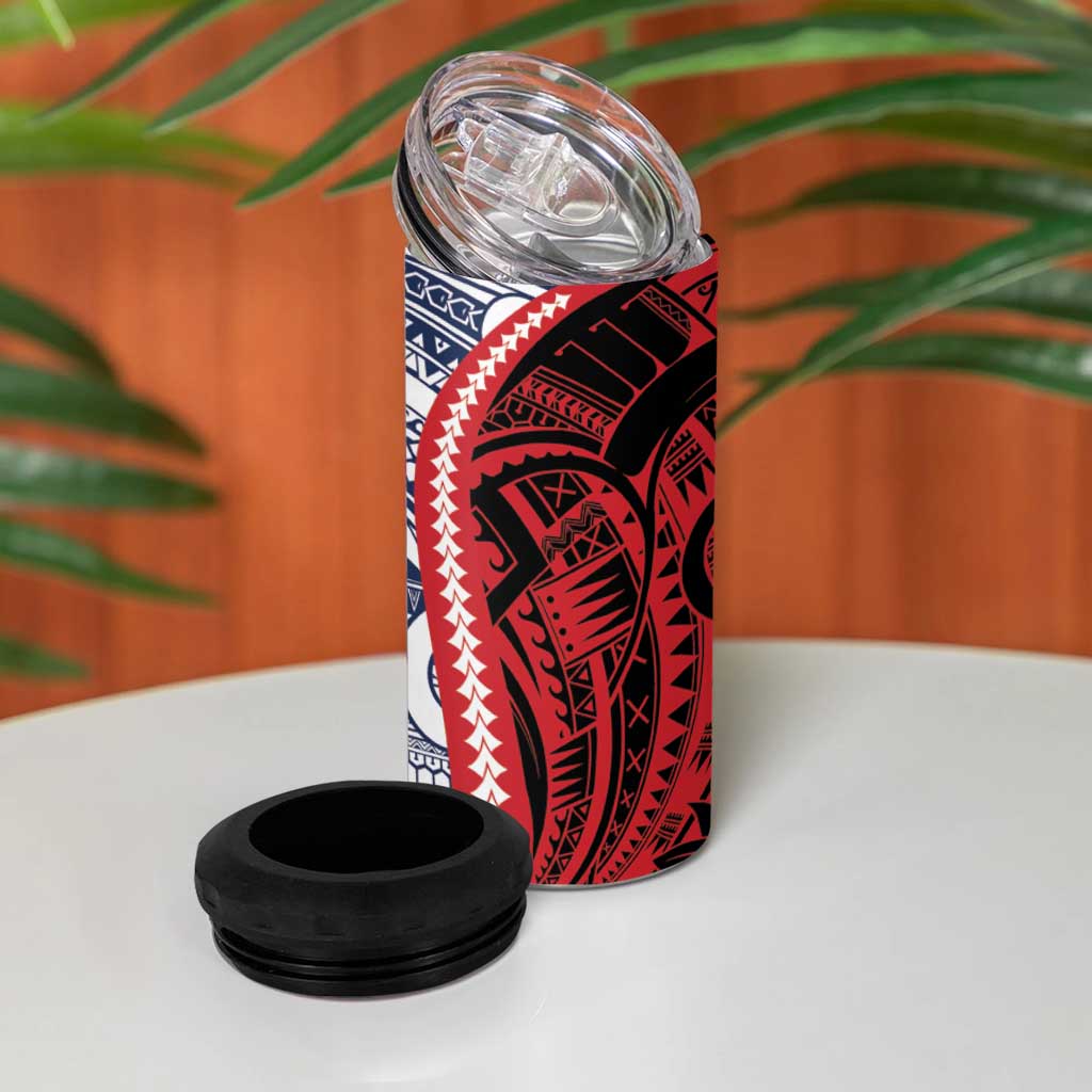 Kingdom of Uvea 1860-1886 Personalized 4 in 1 Can Cooler Tumbler Wallis and Futuna Polynesian Tribal Pattern LT9 - Polynesian Pride