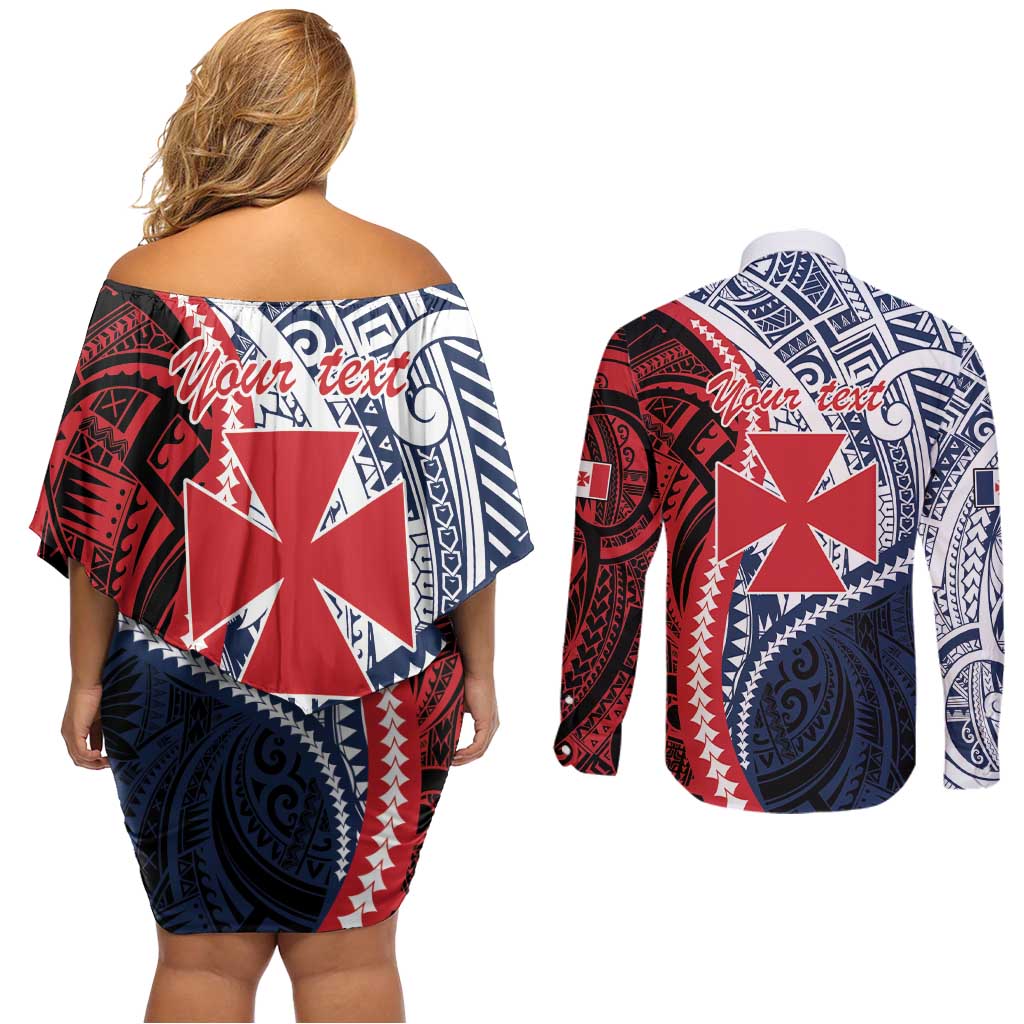 Kingdom of Uvea 1860-1886 Personalized Couples Matching Off Shoulder Short Dress and Long Sleeve Button Shirt Wallis and Futuna Polynesian Tribal Pattern LT9 - Polynesian Pride