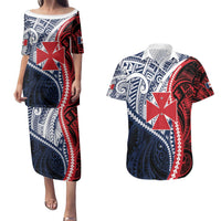 Kingdom of Uvea 1860-1886 Personalized Couples Matching Puletasi and Hawaiian Shirt Wallis and Futuna Polynesian Tribal Pattern LT9 Red - Polynesian Pride