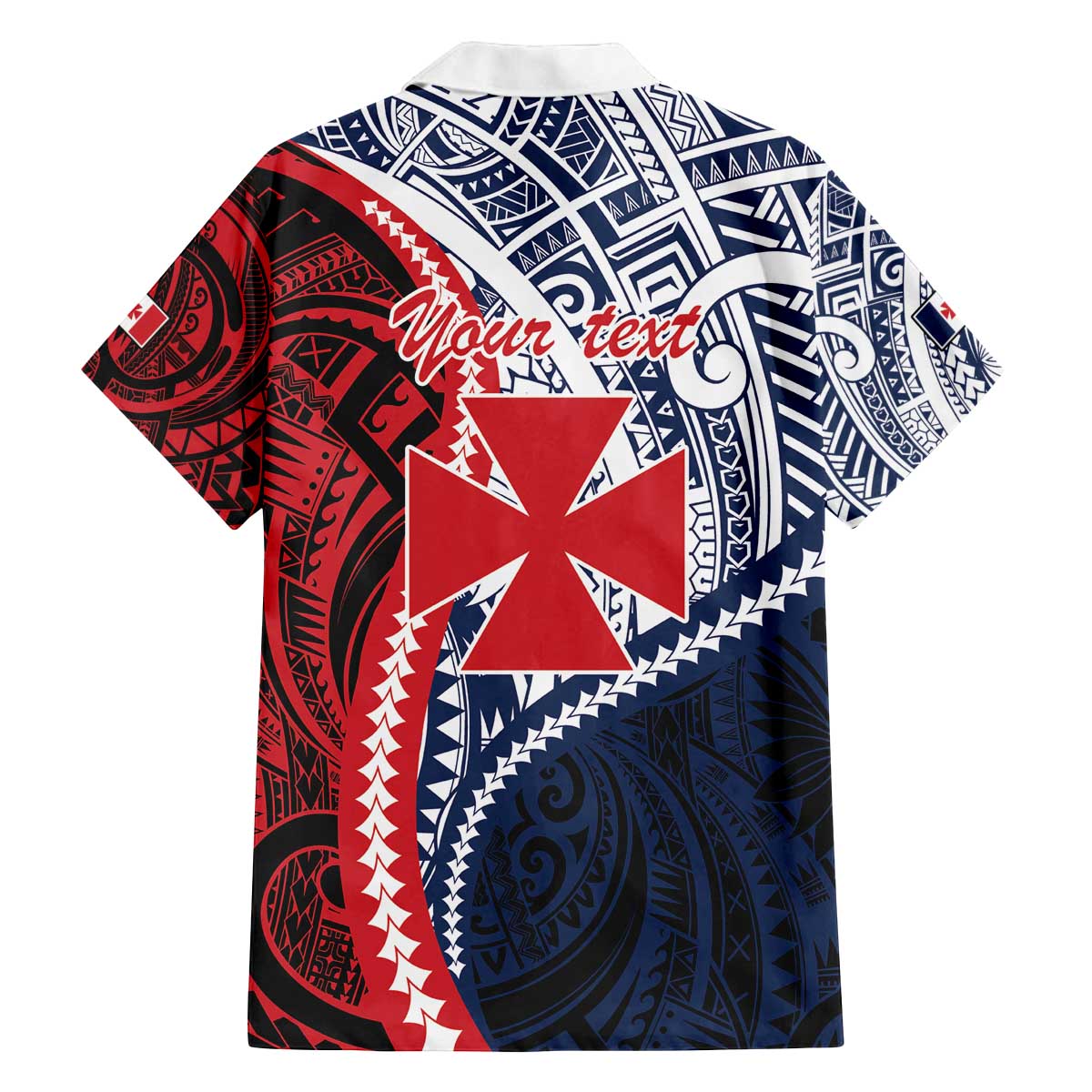 Kingdom of Uvea 1860-1886 Personalized Family Matching Off The Shoulder Long Sleeve Dress and Hawaiian Shirt Wallis and Futuna Polynesian Tribal Pattern