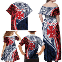Kingdom of Uvea 1860-1886 Personalized Family Matching Off Shoulder Maxi Dress and Hawaiian Shirt Wallis and Futuna Polynesian Tribal Pattern