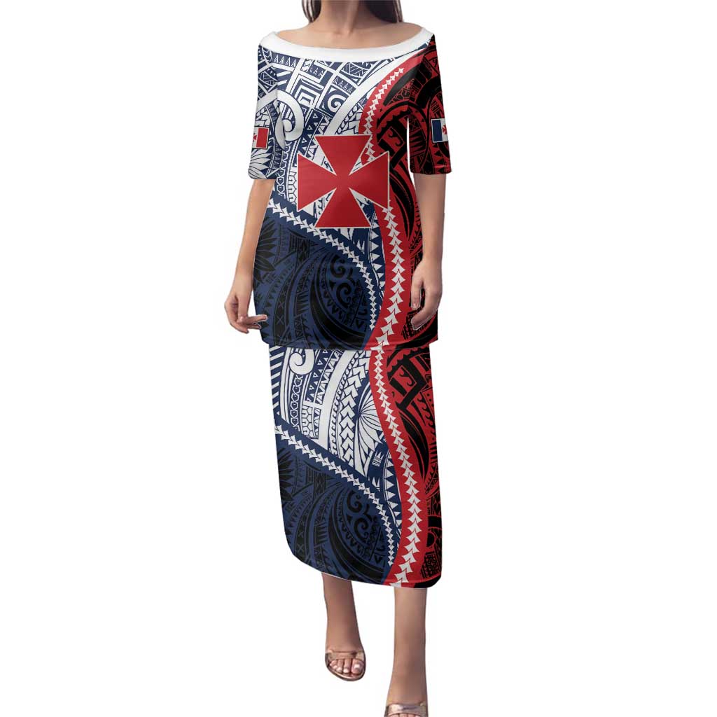 Kingdom of Uvea 1860-1886 Personalized Family Matching Puletasi and Hawaiian Shirt Wallis and Futuna Polynesian Tribal Pattern LT9 Mom's Dress Red - Polynesian Pride