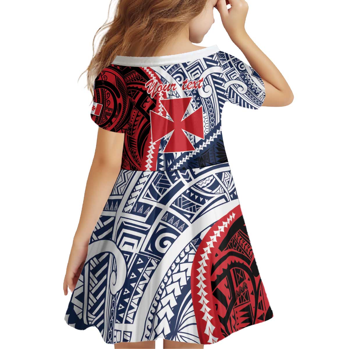 Kingdom of Uvea 1860-1886 Personalized Kid Short Sleeve Dress Wallis and Futuna Polynesian Tribal Pattern LT9 - Polynesian Pride