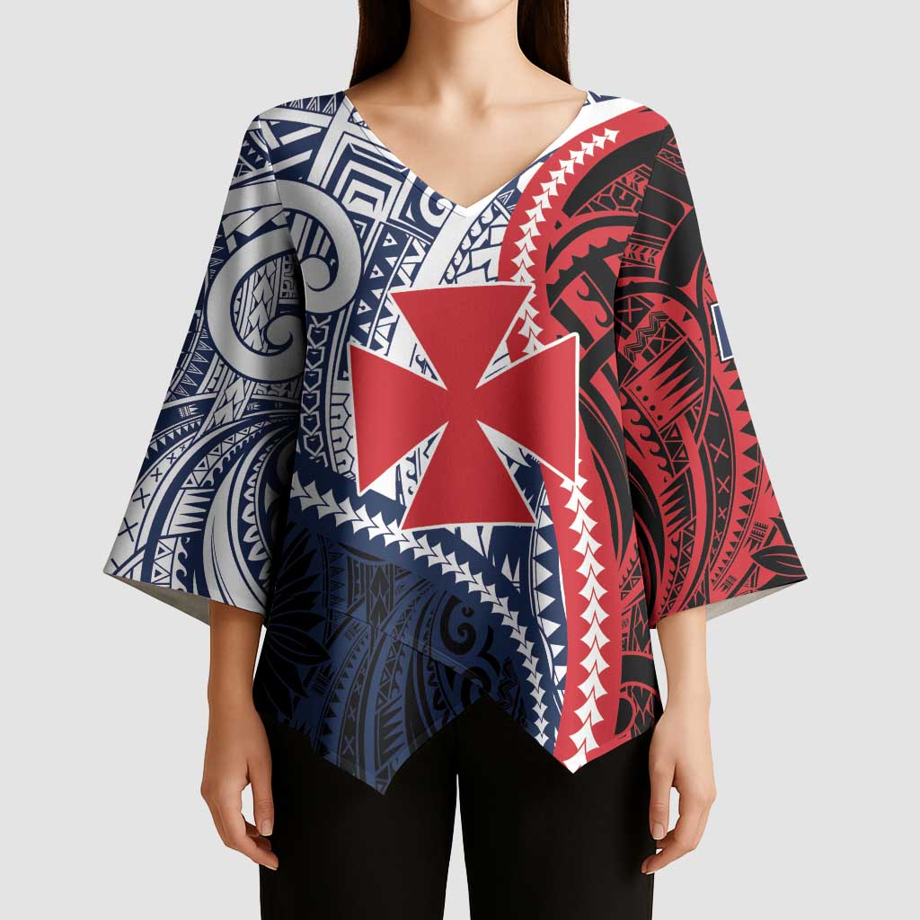 Kingdom of Uvea 1860-1886 Personalized Kimono Sleeve Blouse Wallis and Futuna Polynesian Tribal Pattern - Polynesian Pride