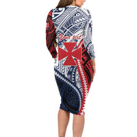 Kingdom of Uvea 1860-1886 Personalized Long Sleeve Bodycon Dress Wallis and Futuna Polynesian Tribal Pattern LT9 - Polynesian Pride