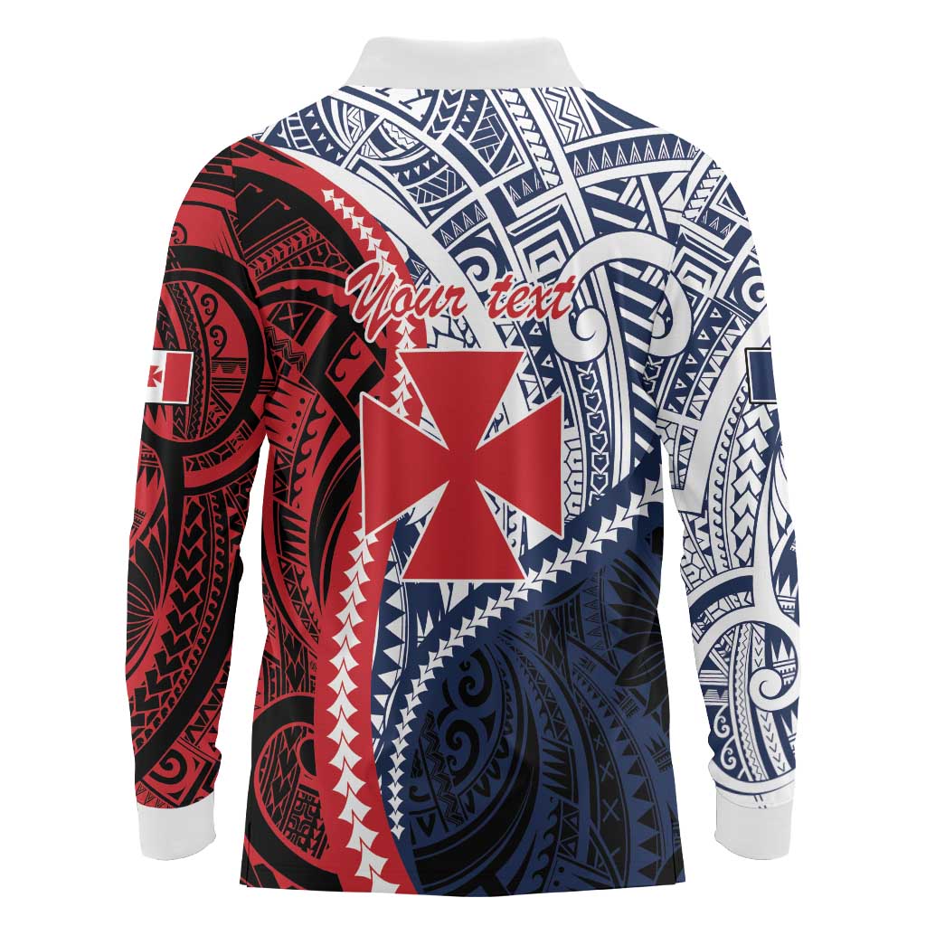 Kingdom of Uvea 1860-1886 Personalized Long Sleeve Polo Shirt Wallis and Futuna Polynesian Tribal Pattern LT9 - Polynesian Pride