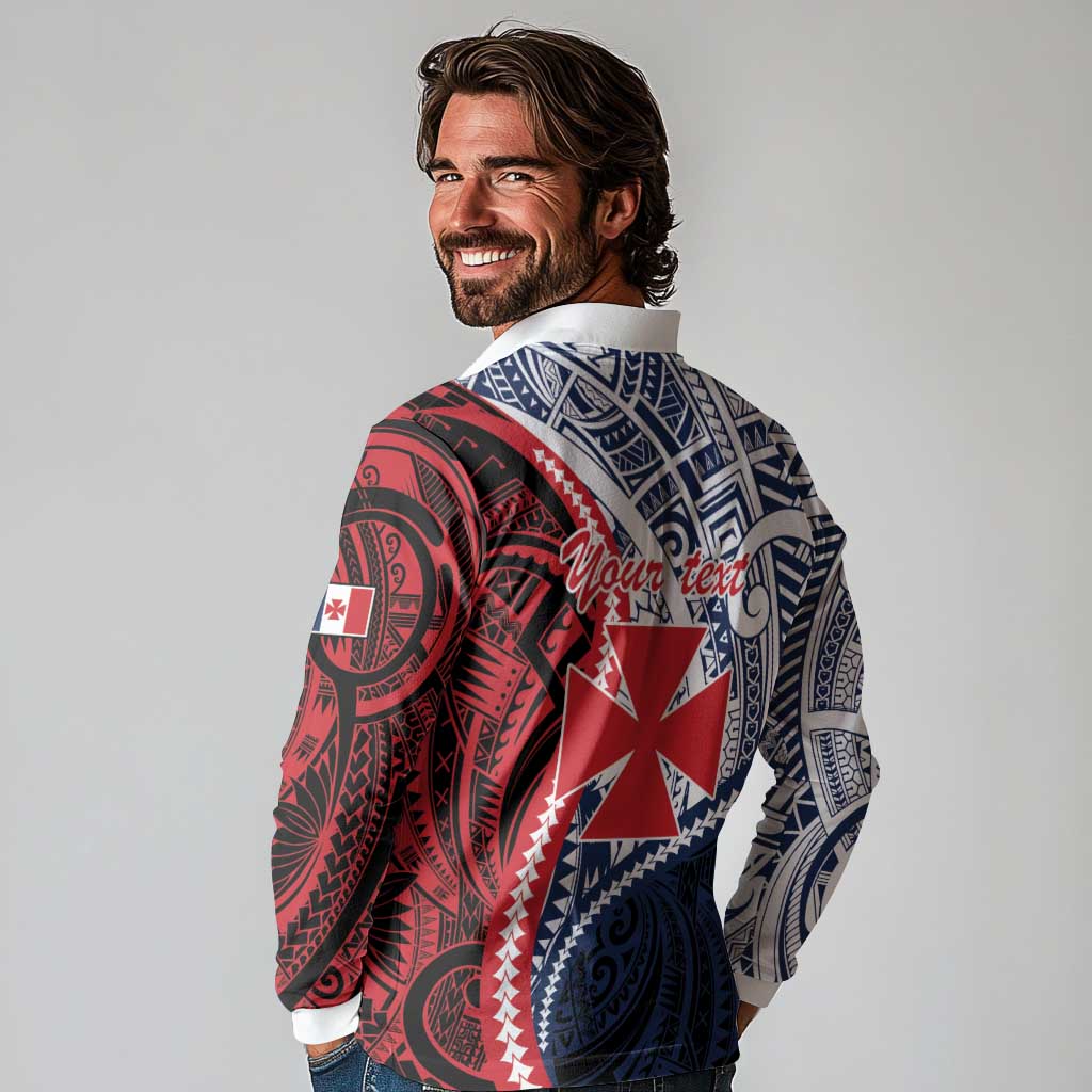 Kingdom of Uvea 1860-1886 Personalized Long Sleeve Polo Shirt Wallis and Futuna Polynesian Tribal Pattern LT9 - Polynesian Pride