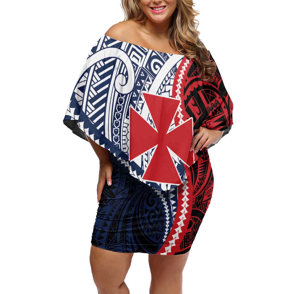 Kingdom of Uvea 1860-1886 Personalized Off Shoulder Short Dress Wallis and Futuna Polynesian Tribal Pattern LT9 Women Red - Polynesian Pride