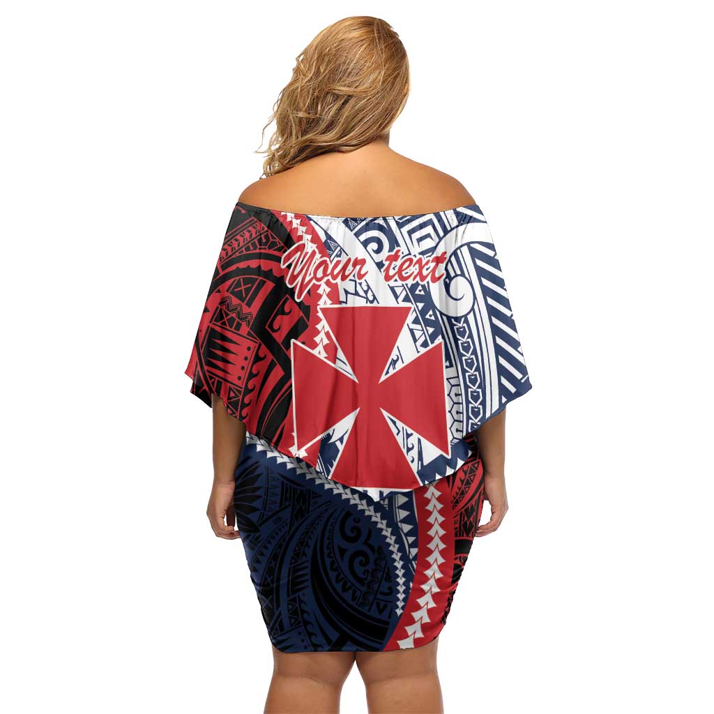 Kingdom of Uvea 1860-1886 Personalized Off Shoulder Short Dress Wallis and Futuna Polynesian Tribal Pattern LT9 - Polynesian Pride