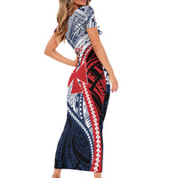 Kingdom of Uvea 1860-1886 Personalized Short Sleeve Bodycon Dress Wallis and Futuna Polynesian Tribal Pattern LT9 - Polynesian Pride
