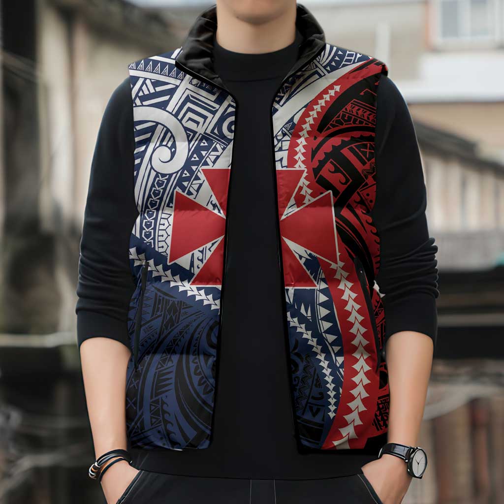 Kingdom of Uvea 1860-1886 Personalized Sleeveless Puffer Jacket Wallis and Futuna Polynesian Tribal Pattern - Polynesian Pride