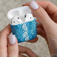 Hawaiian Lei Day AirPods Case Blue Hibiscus Flowers Lei Art - Polynesian Pride