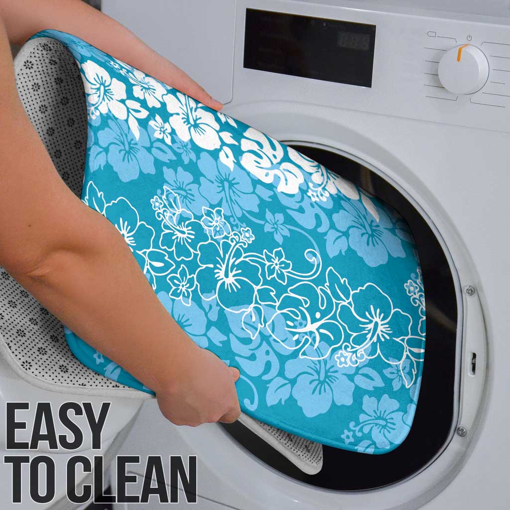 Hawaiian Lei Day Bathroom Set Blue Hibiscus Flowers Lei Art - Polynesian Pride