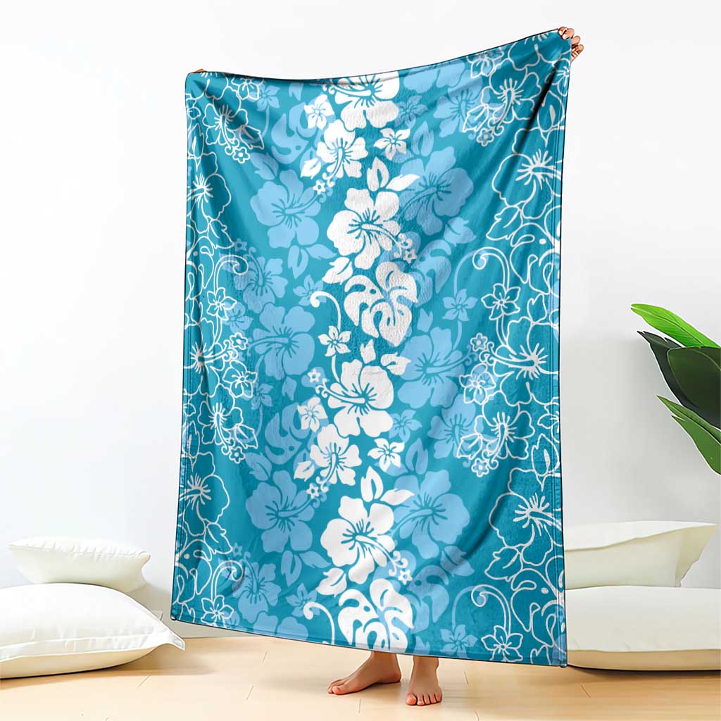 Hawaiian Lei Day Blanket Blue Hibiscus Flowers Lei Art LT9 - Polynesian Pride