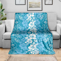Hawaiian Lei Day Blanket Blue Hibiscus Flowers Lei Art LT9 - Polynesian Pride