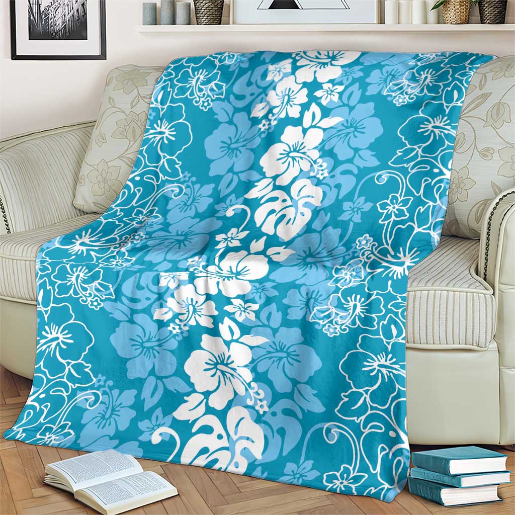 Hawaiian Lei Day Blanket Blue Hibiscus Flowers Lei Art LT9 - Polynesian Pride