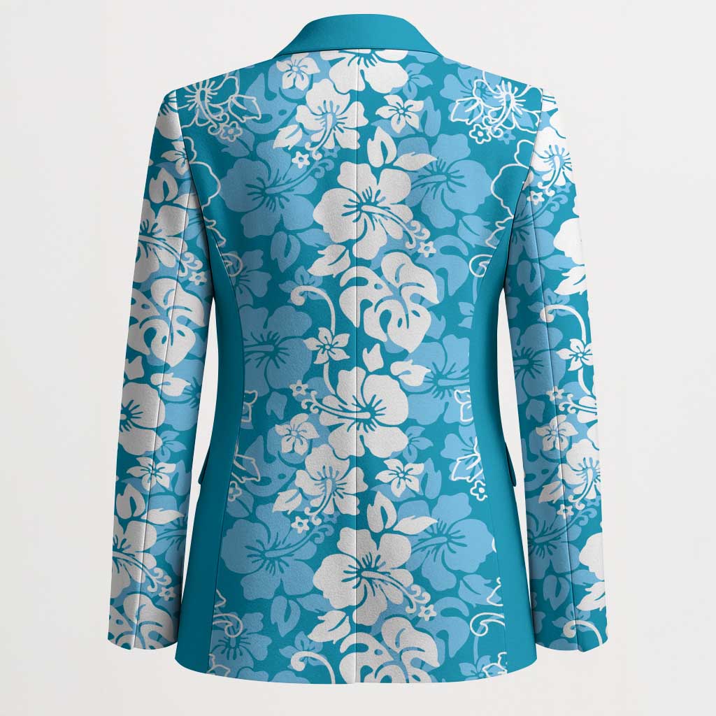 Hawaiian Lei Day Blazer Blue Hibiscus Flowers Lei Art LT9 - Polynesian Pride