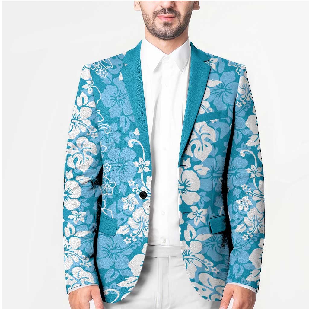 Hawaiian Lei Day Blazer Blue Hibiscus Flowers Lei Art LT9 - Polynesian Pride