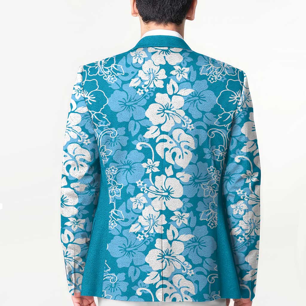 Hawaiian Lei Day Blazer Blue Hibiscus Flowers Lei Art LT9 - Polynesian Pride