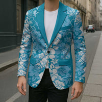 Hawaiian Lei Day Blazer Blue Hibiscus Flowers Lei Art LT9 - Polynesian Pride