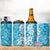 Hawaiian Lei Day 4 in 1 Can Cooler Tumbler Blue Hibiscus Flowers Lei Art