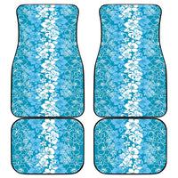 Hawaiian Lei Day Car Mats Blue Hibiscus Flowers Lei Art