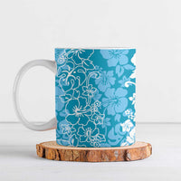 Hawaiian Lei Day Ceramic Mug Blue Hibiscus Flowers Lei Art - Polynesian Pride