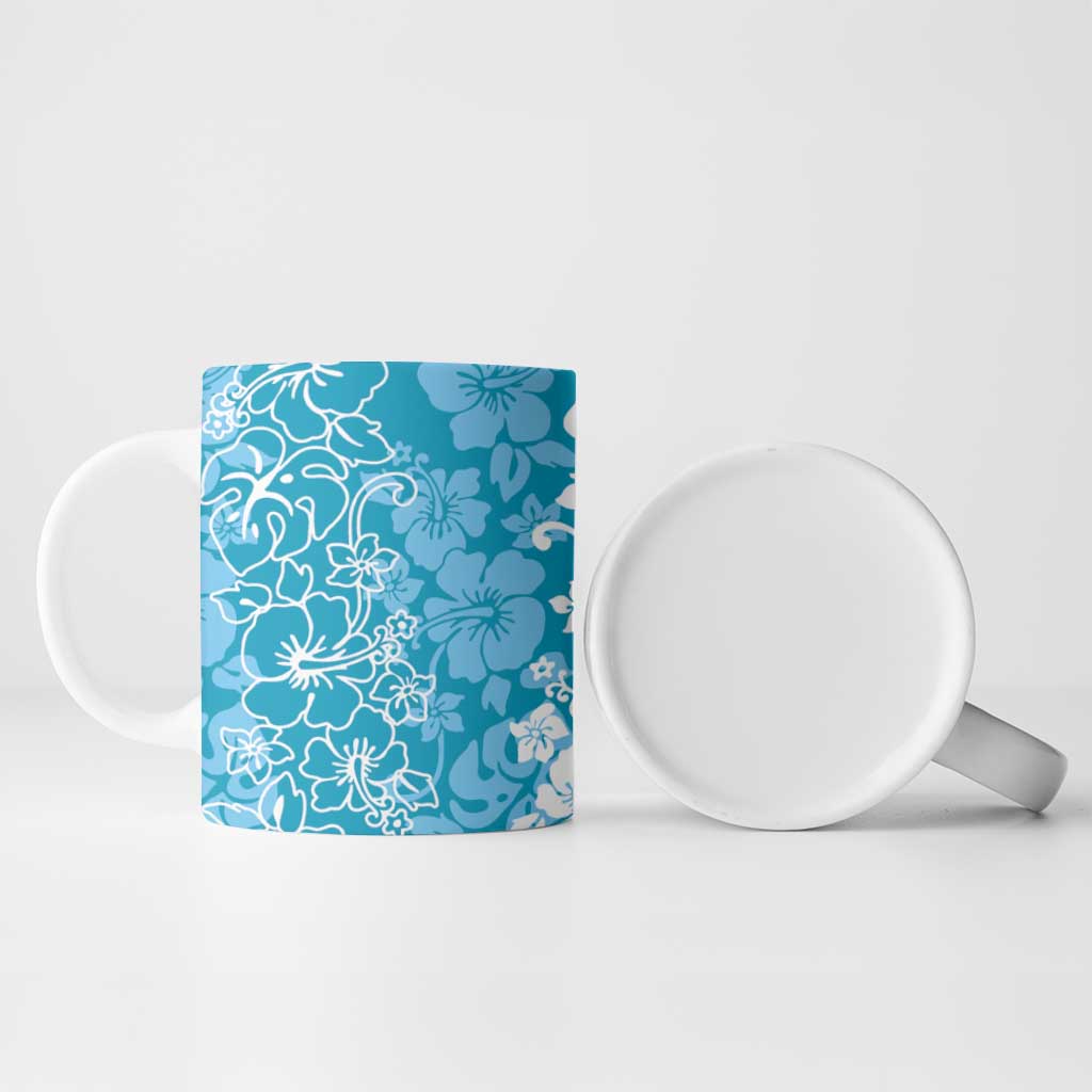 Hawaiian Lei Day Ceramic Mug Blue Hibiscus Flowers Lei Art - Polynesian Pride