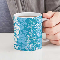 Hawaiian Lei Day Ceramic Mug Blue Hibiscus Flowers Lei Art - Polynesian Pride
