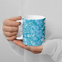 Hawaiian Lei Day Ceramic Mug Blue Hibiscus Flowers Lei Art - Polynesian Pride