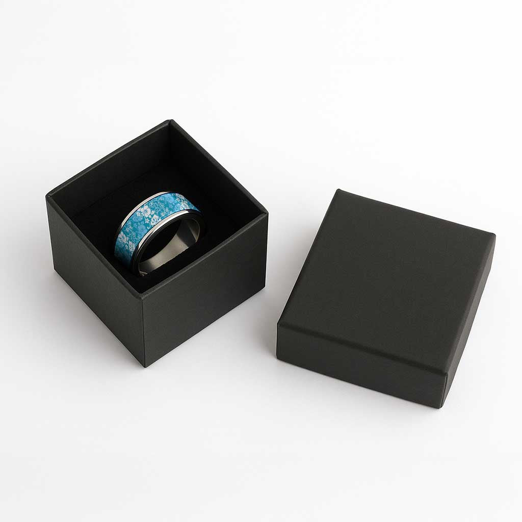 Hawaiian Lei Day Classic Ring Blue Hibiscus Flowers Lei Art - Polynesian Pride